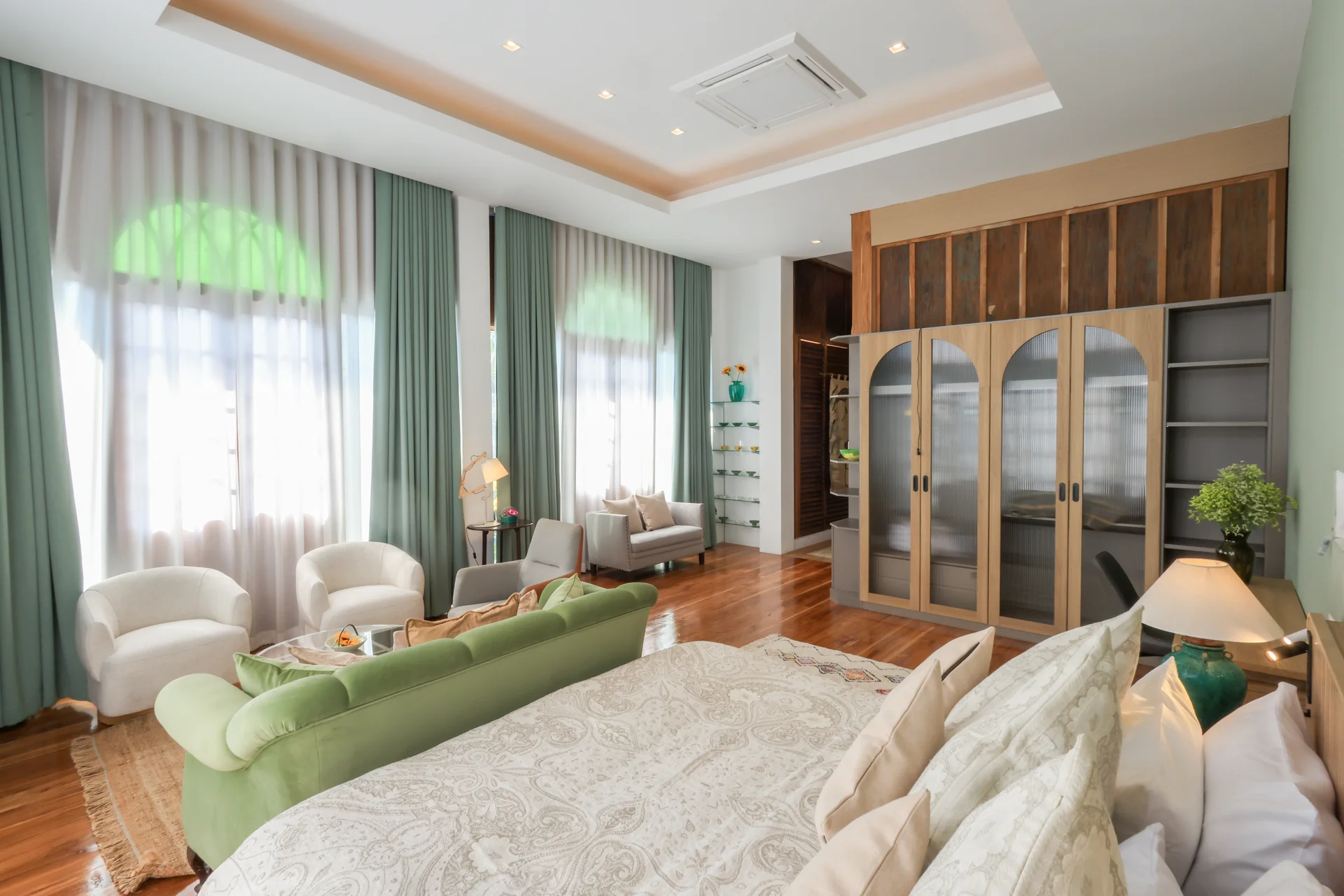 Luxury guest bedrooms with river views and private balconies or terraces